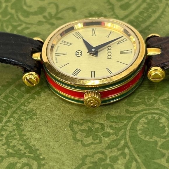 GUCCI 2000L vintage STACK sherry line Gold Dial ladies WATCH 80\'s main image 11